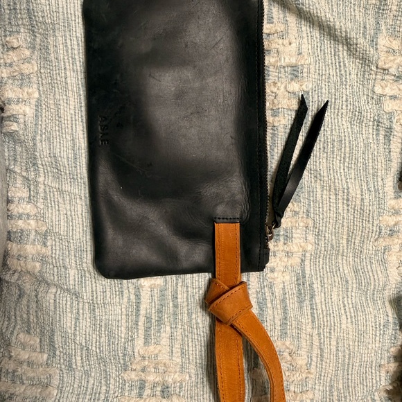 Able Handbags - Able Black and Tan Clutch Wristlet